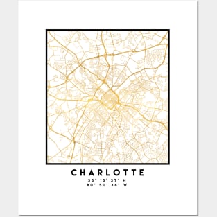 CHARLOTTE NORTH CAROLINA CITY STREET MAP ART Posters and Art